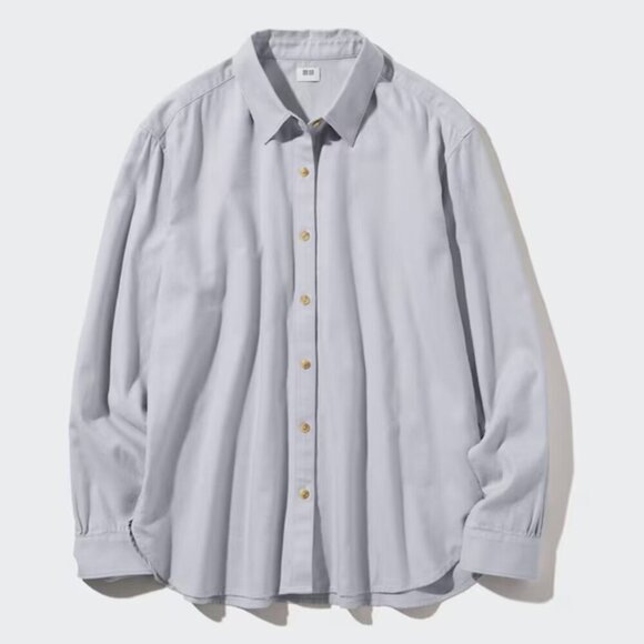 🚨 Uniqlo Soft Brushed Long Sleeve Shirt Gray - Picture 1 of 13